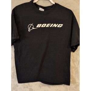 Boeing Logo T-Shirt Black Spellout Graphic Tee Adult Size S‎ Small